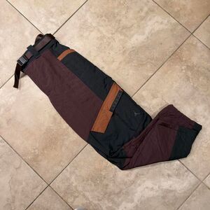 Women’s Utility Pants Burgundy Black Colorblock Adjustable Waist L